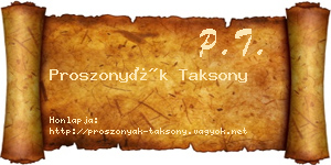 Proszonyák Taksony névjegykártya
